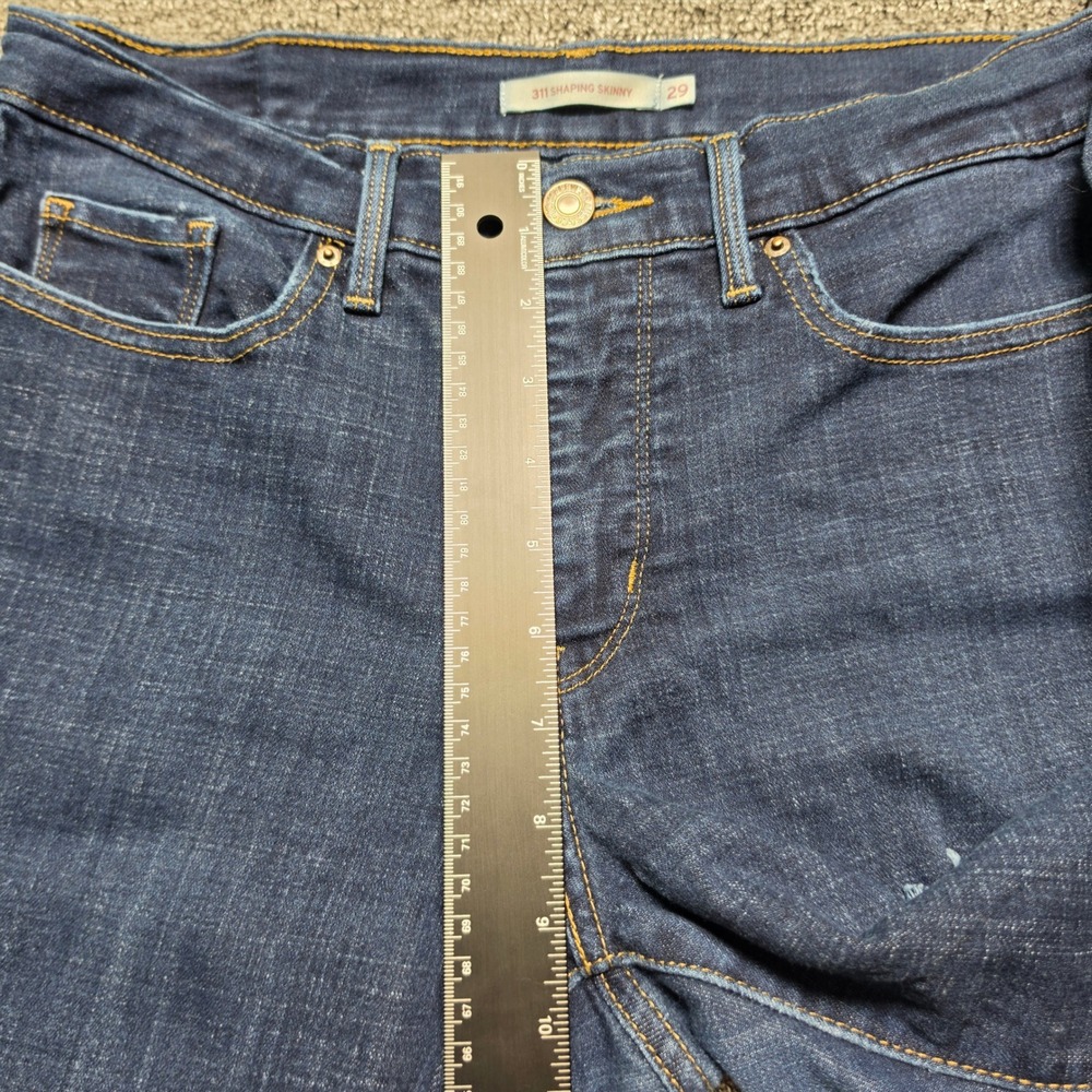 Jeans Levis 29 Womens‎ Dark Blue Excellent 311 Shaping Skinny Distressed Ripped - Picture 10 of 11
